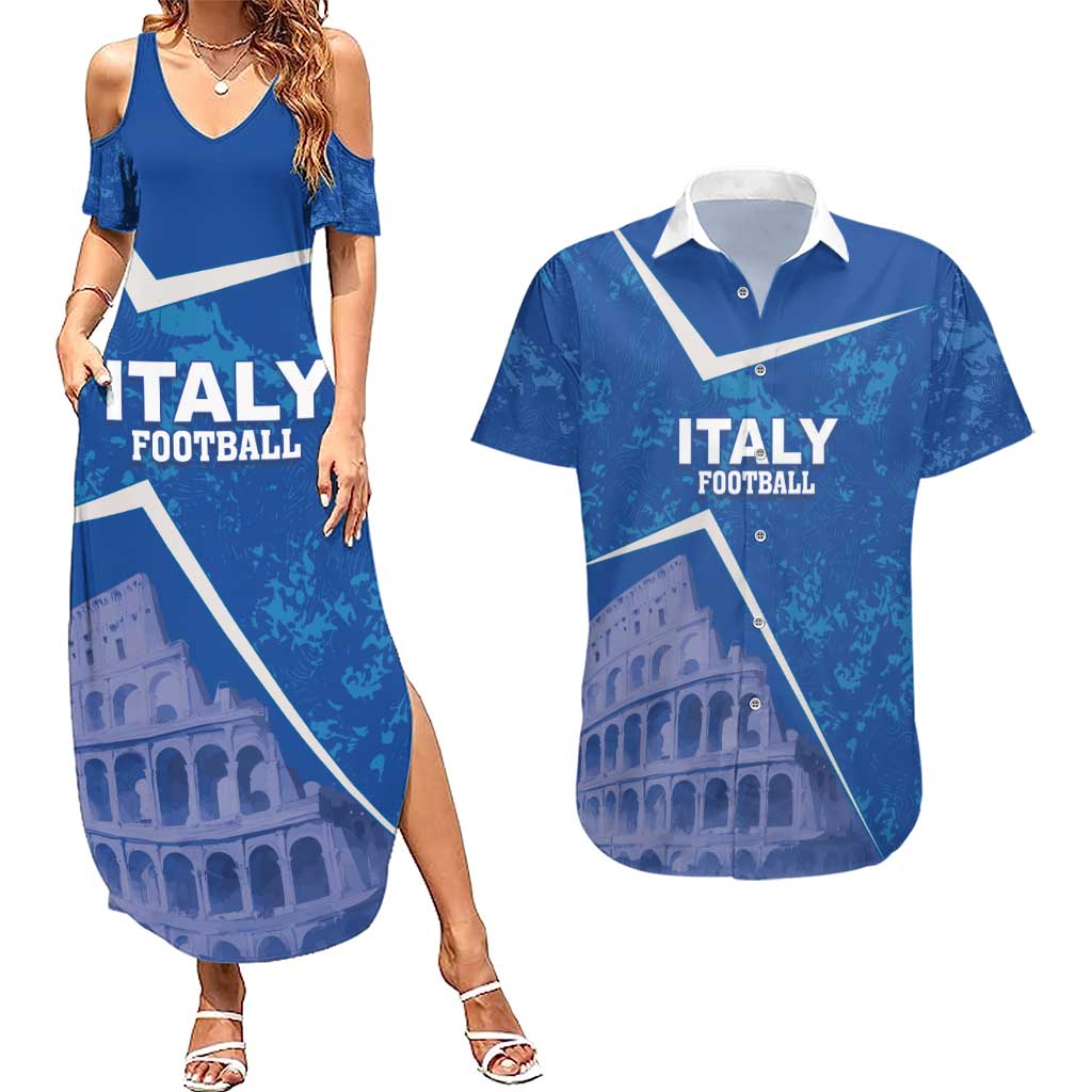 Custom Italy Football Couples Matching Summer Maxi Dress and Hawaiian Shirt With Colosseum - Wonder Print Shop