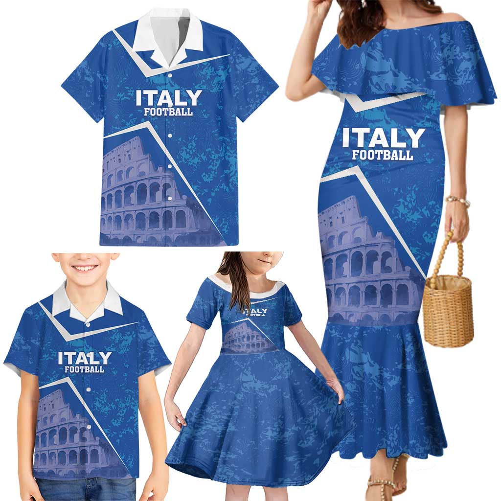 Custom Italy Football Family Matching Mermaid Dress and Hawaiian Shirt With Colosseum - Wonder Print Shop