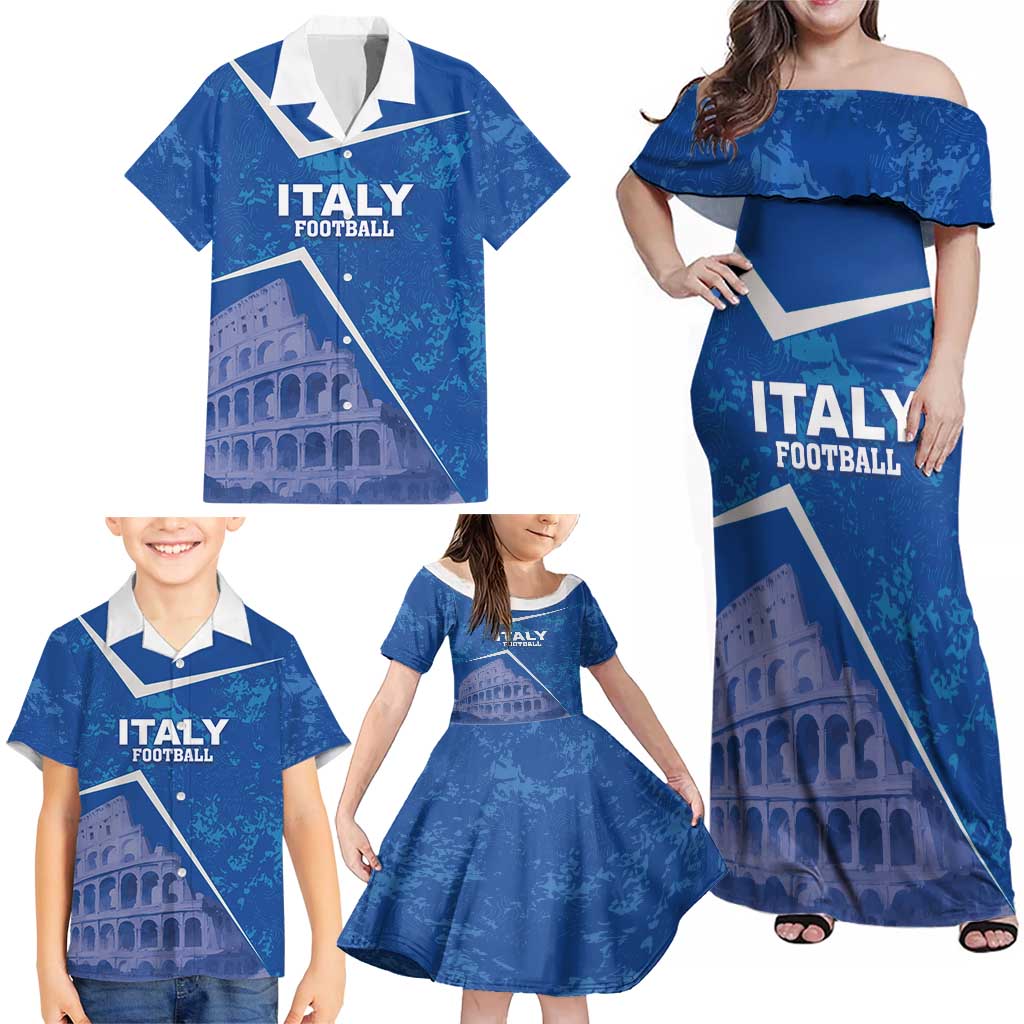 Custom Italy Football Family Matching Off Shoulder Maxi Dress and Hawaiian Shirt With Colosseum - Wonder Print Shop