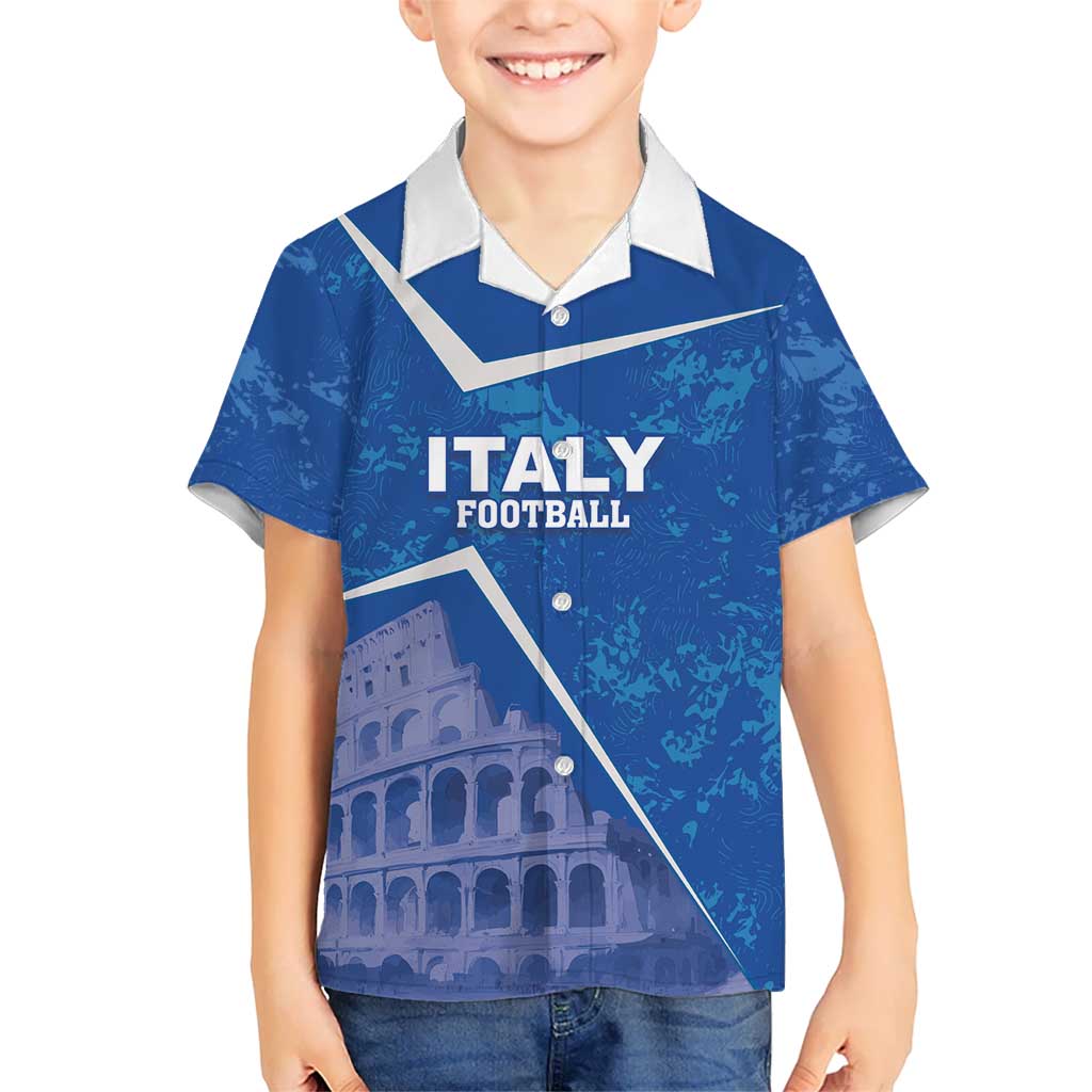 Custom Italy Football Kid Hawaiian Shirt With Colosseum - Wonder Print Shop