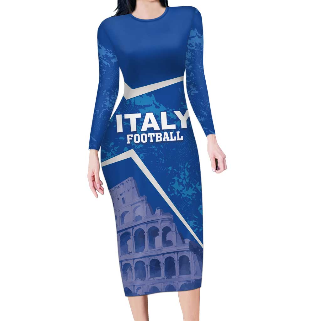 Custom Italy Football Long Sleeve Bodycon Dress With Colosseum - Wonder Print Shop