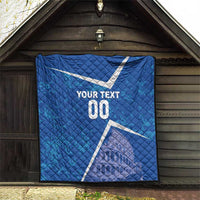 Blue quilt with white diagonal stripe, YOUR TEXT 00, Colosseum artwork