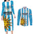 Custom Uruguay Football Couples Matching Long Sleeve Bodycon Dress and Long Sleeve Button Shirt Sol De May - Wonder Print Shop