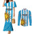 Custom Uruguay Football Couples Matching Mermaid Dress and Long Sleeve Button Shirt Sol De May