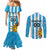 Custom Uruguay Football Couples Matching Mermaid Dress and Long Sleeve Button Shirt Sol De May