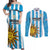 Custom Uruguay Football Couples Matching Off Shoulder Maxi Dress and Long Sleeve Button Shirt Sol De May - Wonder Print Shop