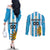 Custom Uruguay Football Couples Matching Off The Shoulder Long Sleeve Dress and Long Sleeve Button Shirt Sol De May