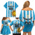 Custom Uruguay Football Family Matching Off Shoulder Short Dress and Hawaiian Shirt Sol De May - Wonder Print Shop