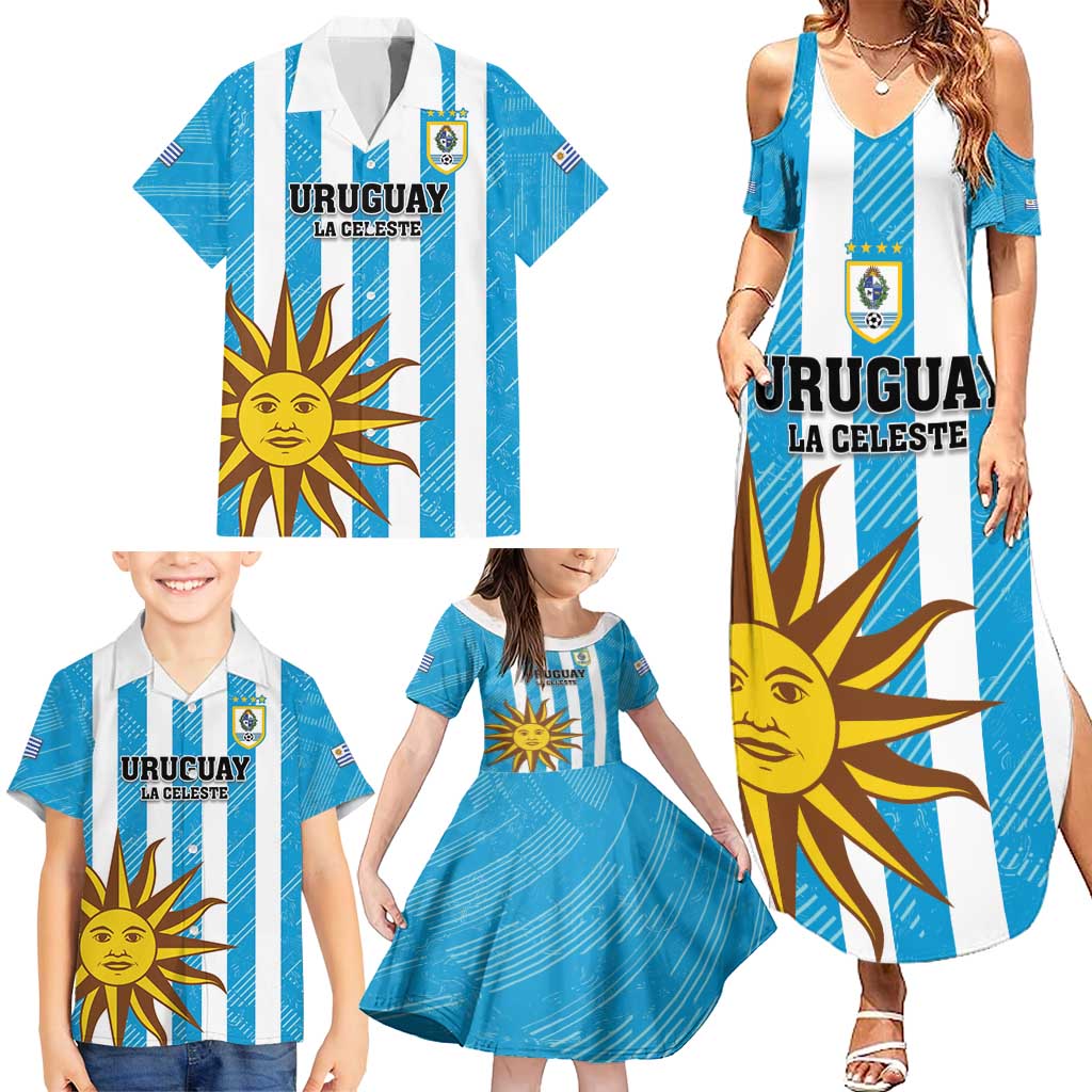 Custom Uruguay Football Family Matching Summer Maxi Dress and Hawaiian Shirt Sol De May - Wonder Print Shop