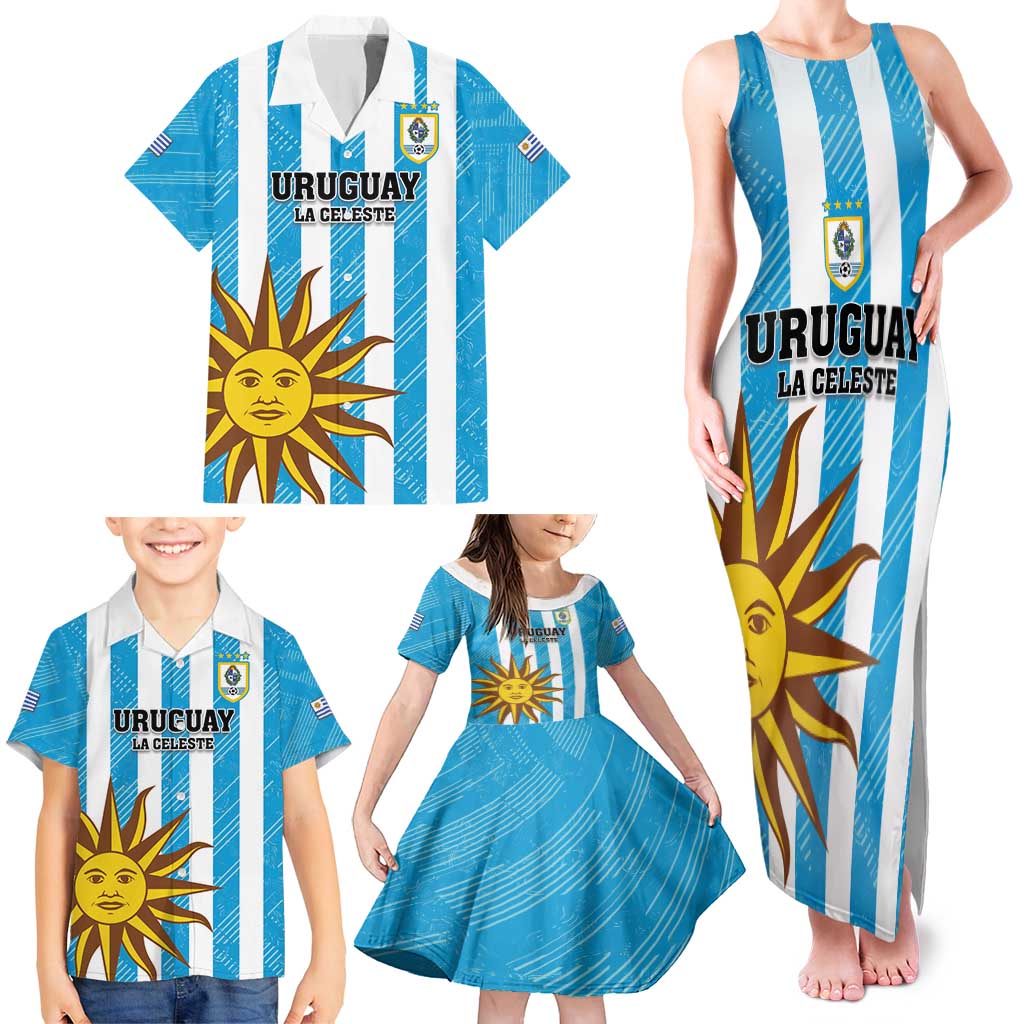 Custom Uruguay Football Family Matching Tank Maxi Dress and Hawaiian Shirt Sol De May - Wonder Print Shop