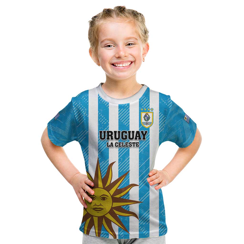 Custom Uruguay Football Kid T Shirt Sol De May - Wonder Print Shop