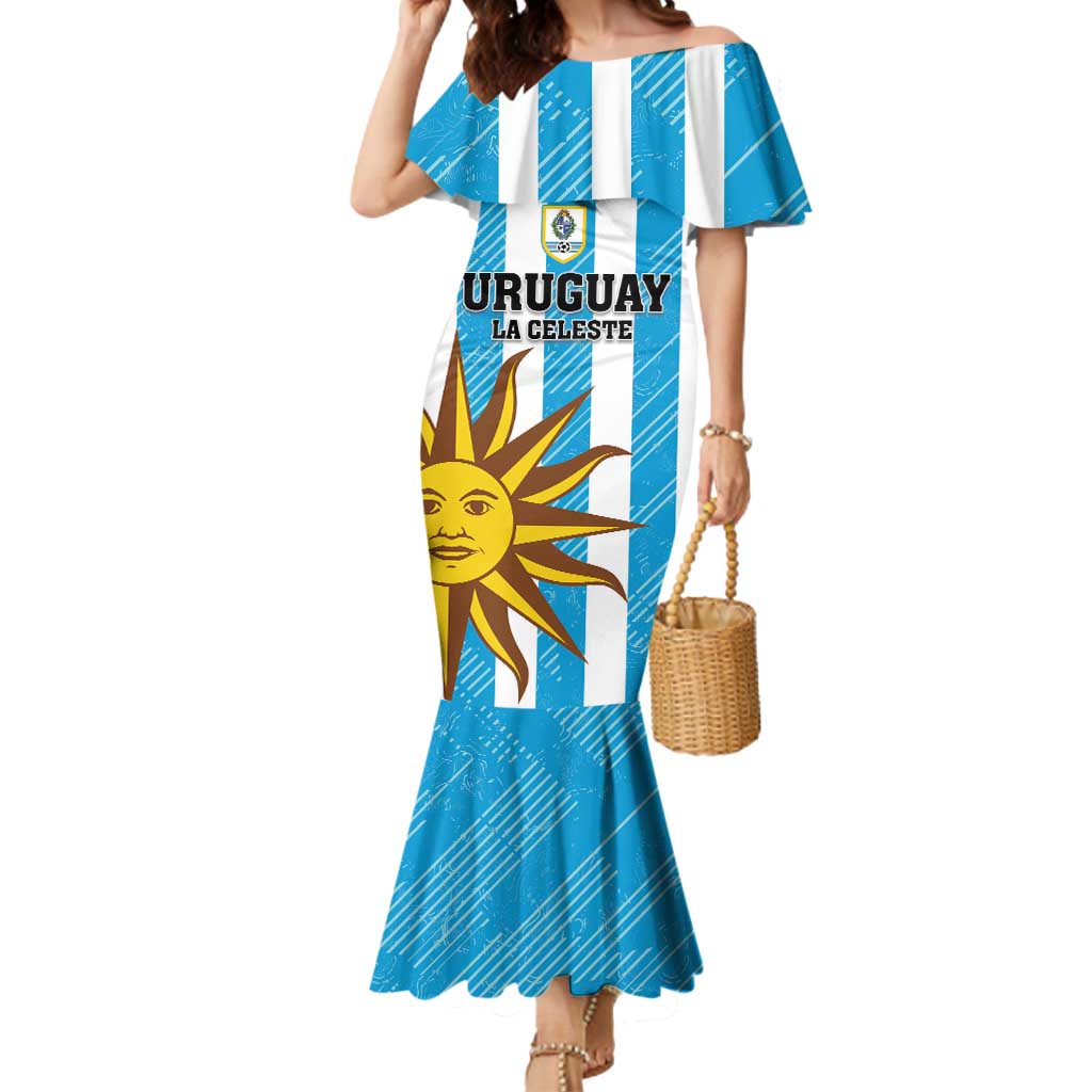 Custom Uruguay Football Mermaid Dress Sol De May - Wonder Print Shop