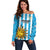 Custom Uruguay Football Off Shoulder Sweater Sol De May - Wonder Print Shop