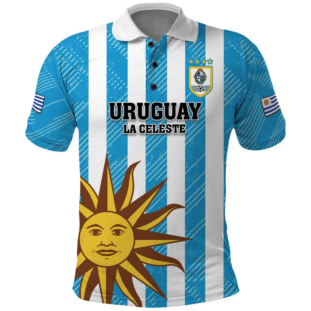 Custom Uruguay Football Polo Shirt Sol De May - Wonder Print Shop