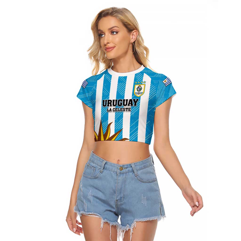 Custom Uruguay Football Raglan Cropped T Shirt Sol De May - Wonder Print Shop