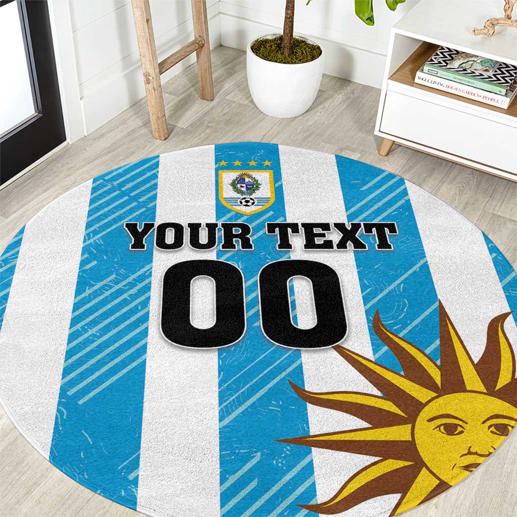 Custom Uruguay Football Round Carpet Sol De May