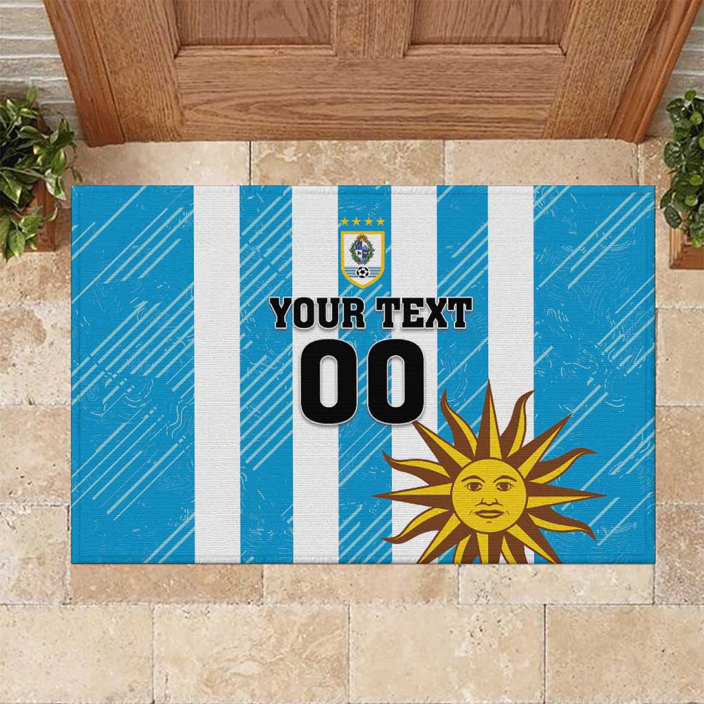 Custom Uruguay Football Rubber Doormat Sol De May - Wonder Print Shop