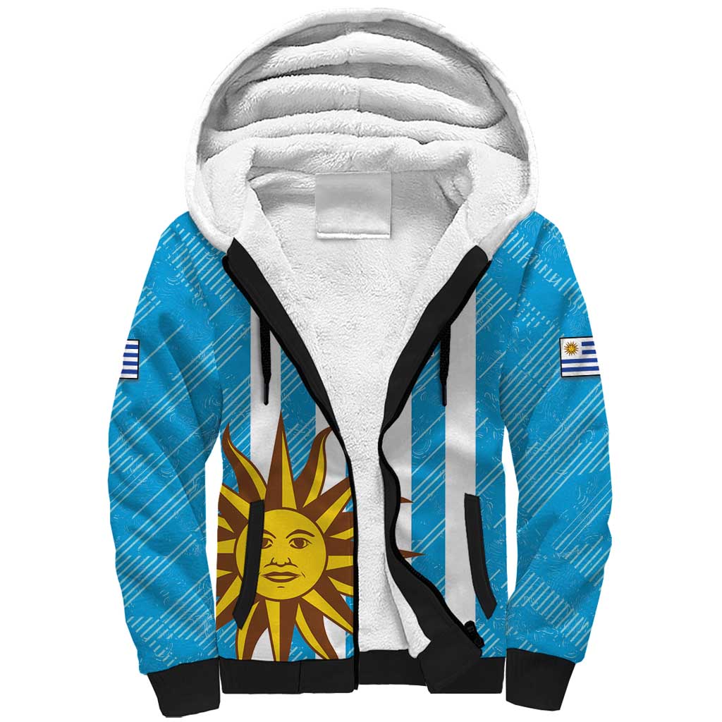 Custom Uruguay Football Sherpa Hoodie Sol De May - Wonder Print Shop