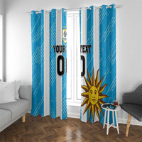 Blue printed football window curtain with Sol de May design and hooks