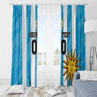 Blue printed window curtain panels with sun face and decorative stripe design