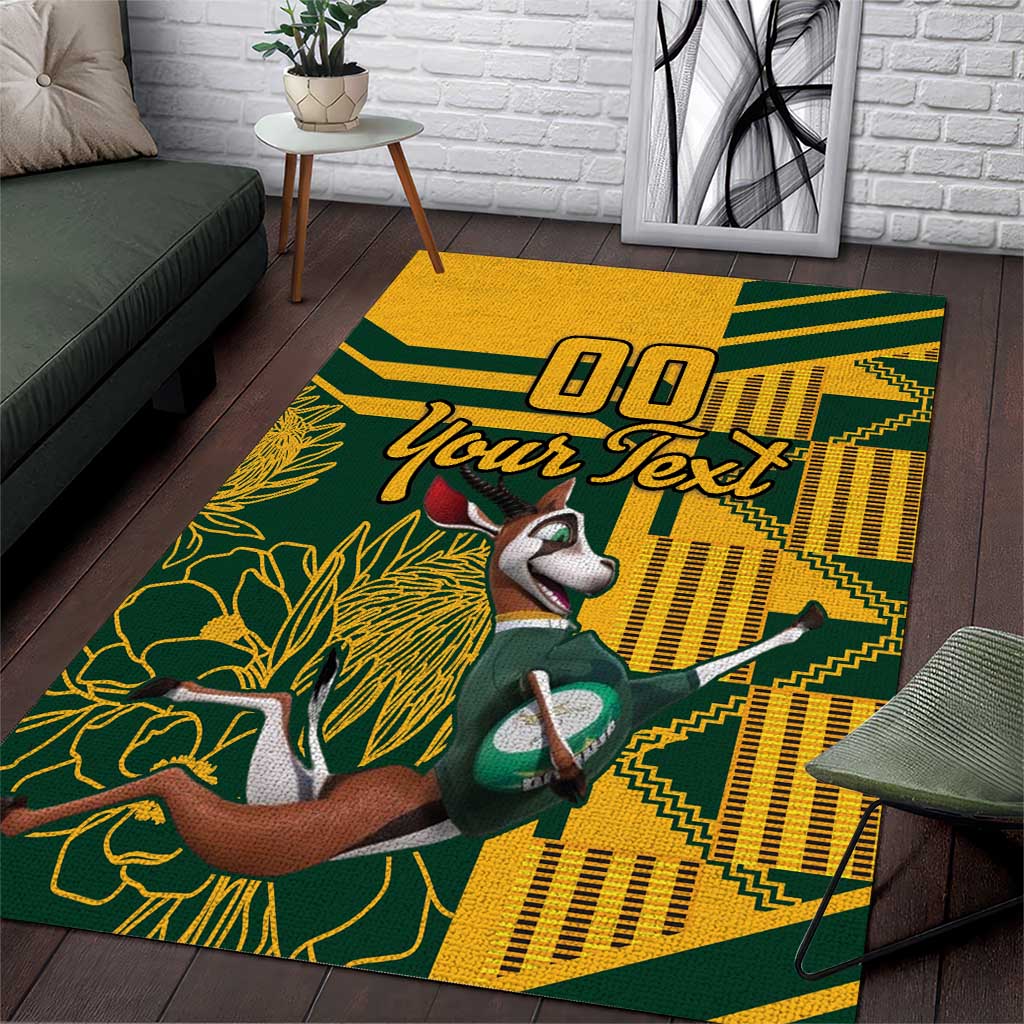 Custom South Africa Rugby Area Rug Springboks With Protea Cynaroides - Wonder Print Shop