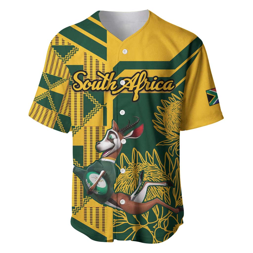 Custom South Africa Rugby Baseball Jersey Springboks With Protea Cynaroides - Wonder Print Shop