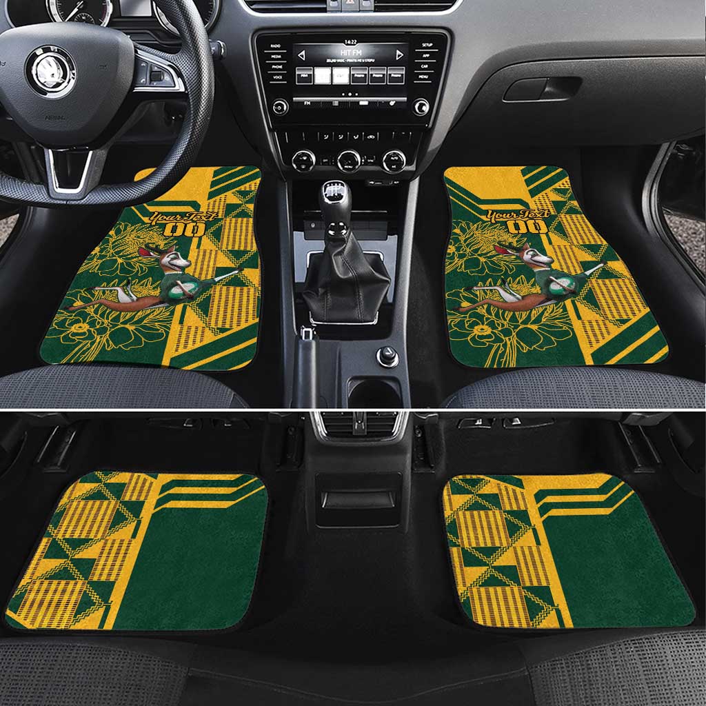 Custom South Africa Rugby Car Mats Springboks With Protea Cynaroides - Wonder Print Shop