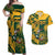 Custom South Africa Rugby Couples Matching Off Shoulder Maxi Dress and Hawaiian Shirt Springboks With Protea Cynaroides - Wonder Print Shop