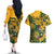 Custom South Africa Rugby Couples Matching Off The Shoulder Long Sleeve Dress and Hawaiian Shirt Springboks With Protea Cynaroides - Wonder Print Shop