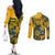 Custom South Africa Rugby Couples Matching Off The Shoulder Long Sleeve Dress and Long Sleeve Button Shirt Springboks With Protea Cynaroides