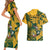 Custom South Africa Rugby Couples Matching Short Sleeve Bodycon Dress and Hawaiian Shirt Springboks With Protea Cynaroides - Wonder Print Shop