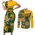 Custom South Africa Rugby Couples Matching Short Sleeve Bodycon Dress and Long Sleeve Button Shirt Springboks With Protea Cynaroides - Wonder Print Shop