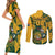 Custom South Africa Rugby Couples Matching Short Sleeve Bodycon Dress and Long Sleeve Button Shirt Springboks With Protea Cynaroides - Wonder Print Shop