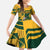 Custom South Africa Rugby Family Matching Long Sleeve Bodycon Dress and Hawaiian Shirt Springboks With Protea Cynaroides - Wonder Print Shop