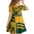 Custom South Africa Rugby Family Matching Off The Shoulder Long Sleeve Dress and Hawaiian Shirt Springboks With Protea Cynaroides - Wonder Print Shop