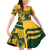 Custom South Africa Rugby Family Matching Off Shoulder Short Dress and Hawaiian Shirt Springboks With Protea Cynaroides - Wonder Print Shop