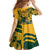 Custom South Africa Rugby Family Matching Off Shoulder Short Dress and Hawaiian Shirt Springboks With Protea Cynaroides - Wonder Print Shop