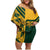 Custom South Africa Rugby Family Matching Off Shoulder Short Dress and Hawaiian Shirt Springboks With Protea Cynaroides - Wonder Print Shop