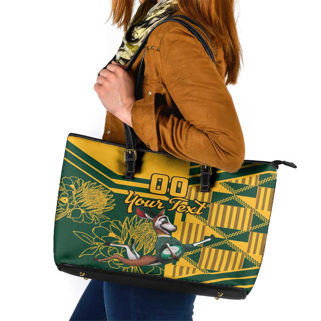 Custom South Africa Rugby Leather Tote Bag Springboks With Protea Cynaroides