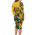 Custom South Africa Rugby Long Sleeve Bodycon Dress Springboks With Protea Cynaroides - Wonder Print Shop