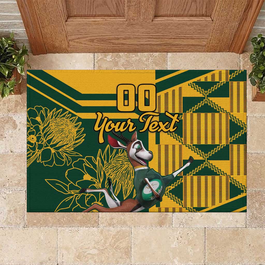 Custom South Africa Rugby Rubber Doormat Springboks With Protea Cynaroides - Wonder Print Shop