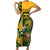 Custom South Africa Rugby Short Sleeve Bodycon Dress Springboks With Protea Cynaroides - Wonder Print Shop