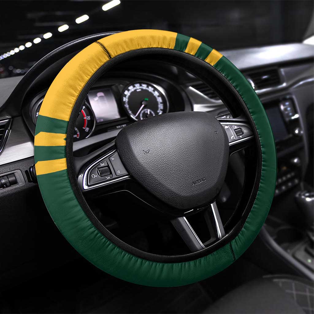 South Africa Rugby Steering Wheel Cover Springboks With Protea Cynaroides - Wonder Print Shop