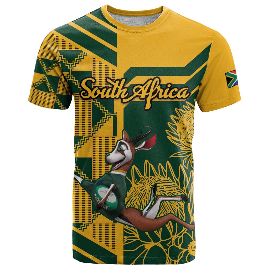 Custom South Africa Rugby T Shirt Springboks With Protea Cynaroides