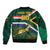 Custom South Africa Rugby Bomber Jacket Springboks Mascot African Pattern - Wonder Print Shop