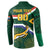 Custom South Africa Rugby Button Sweatshirt Springboks Mascot African Pattern - Wonder Print Shop