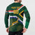 Custom South Africa Rugby Button Sweatshirt Springboks Mascot African Pattern - Wonder Print Shop