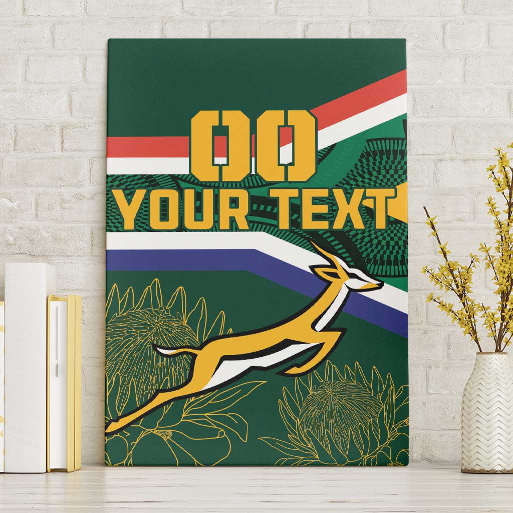 Custom South Africa Rugby Canvas Wall Art Springboks Mascot African Pattern - Wonder Print Shop