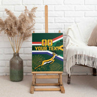 Green canvas wall art on easel, antelope mascot with flag stripes and 'YOUR TEXT'