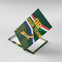 Green canvas wall art angled on display stand, antelope mascot and 'YOUR TEXT'
